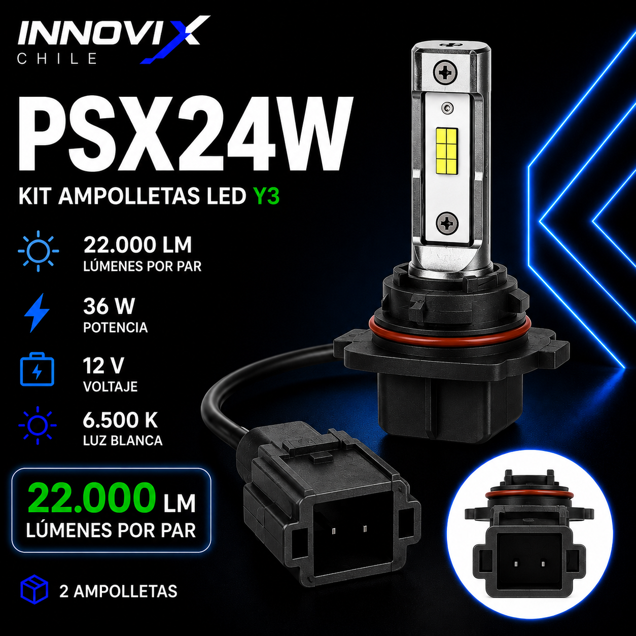 Kit Ampolletas LED Y3 22.000 LM