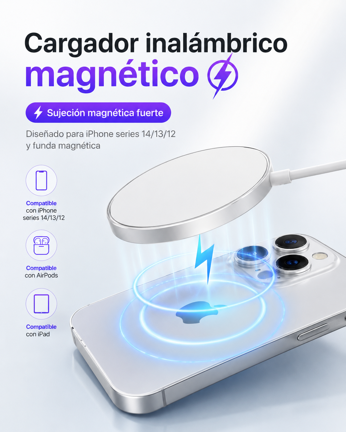 Cargador Inalámbrico Magnético para iPhone
