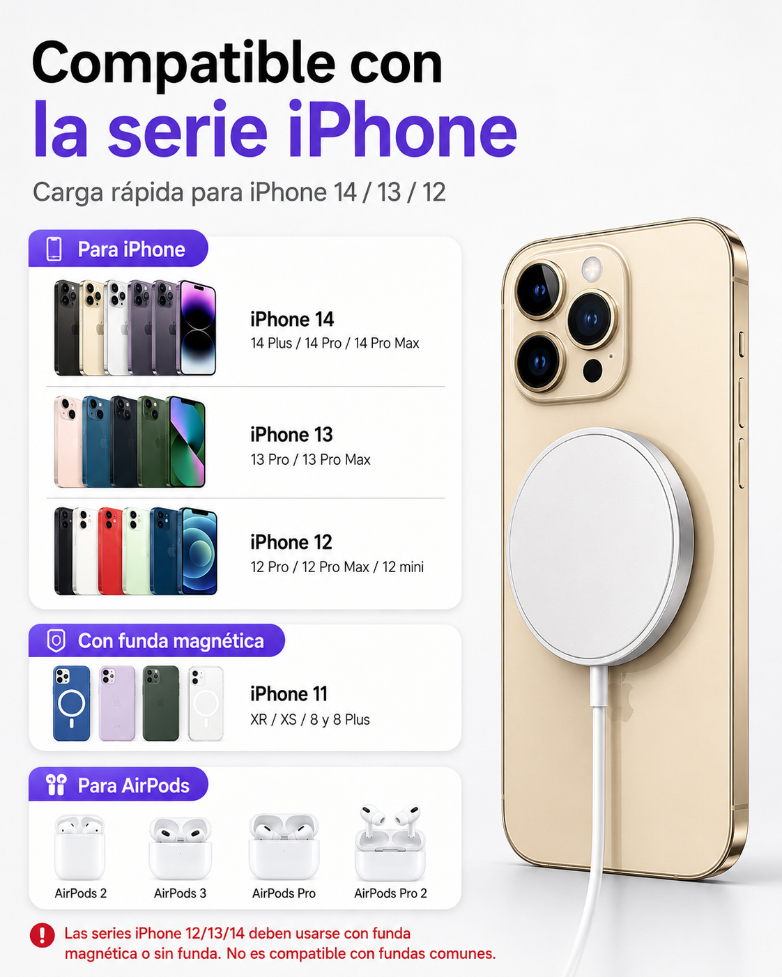 Cargador Inalámbrico Magnético para iPhone