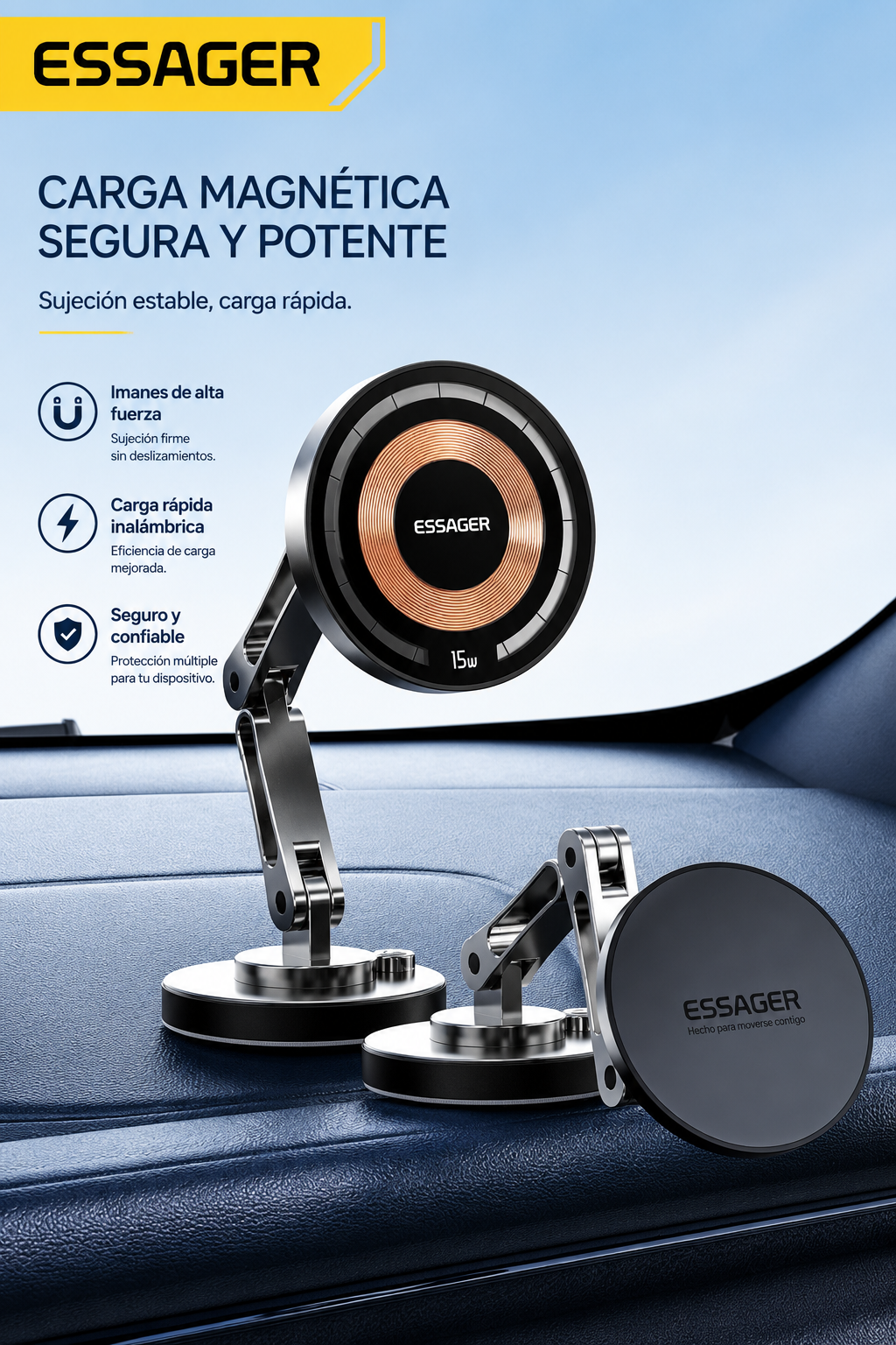 Soporte Magnético Inalámbrico 15W para Auto