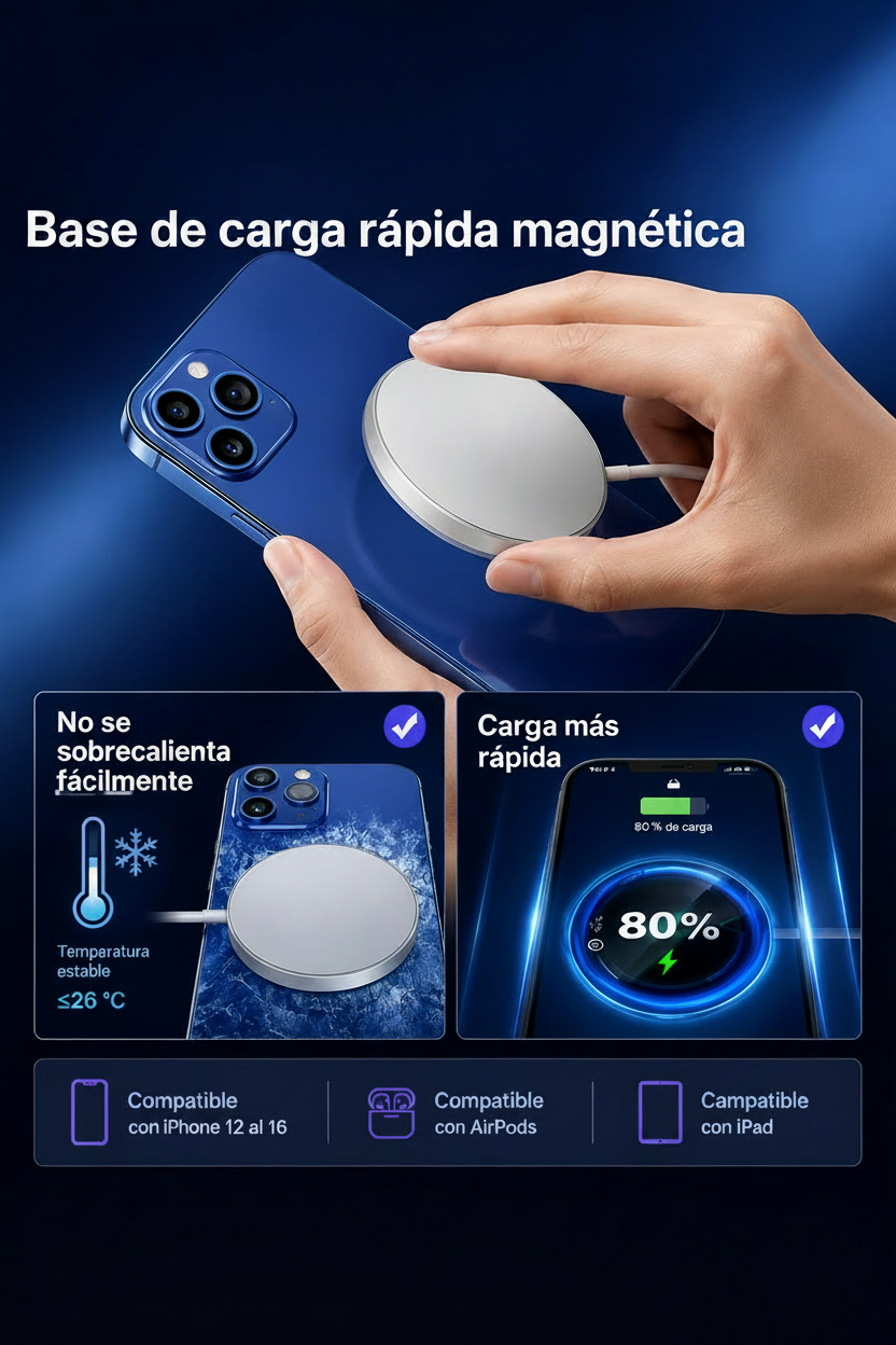 Cargador Inalámbrico Magnético para iPhone