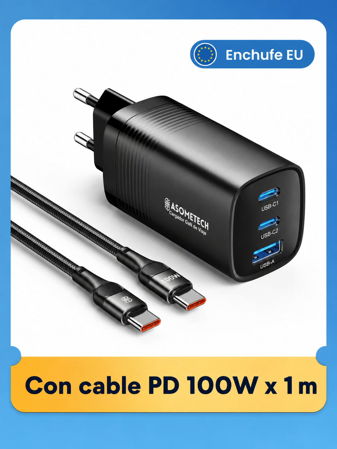 Cargador GaN 65W USB-C para Celular y Notebook