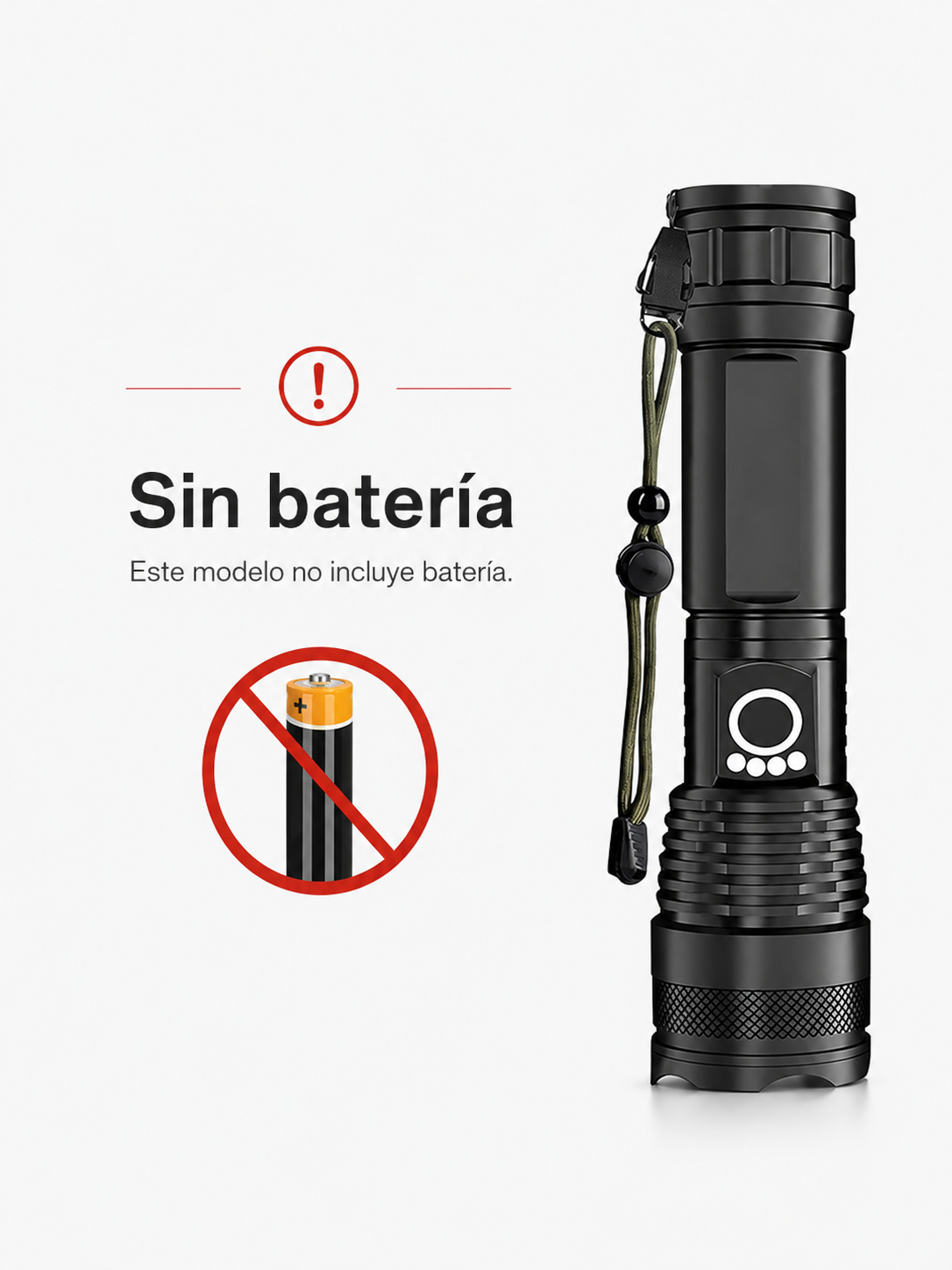 Linterna LED Recargable de Alta Potencia con Zoom