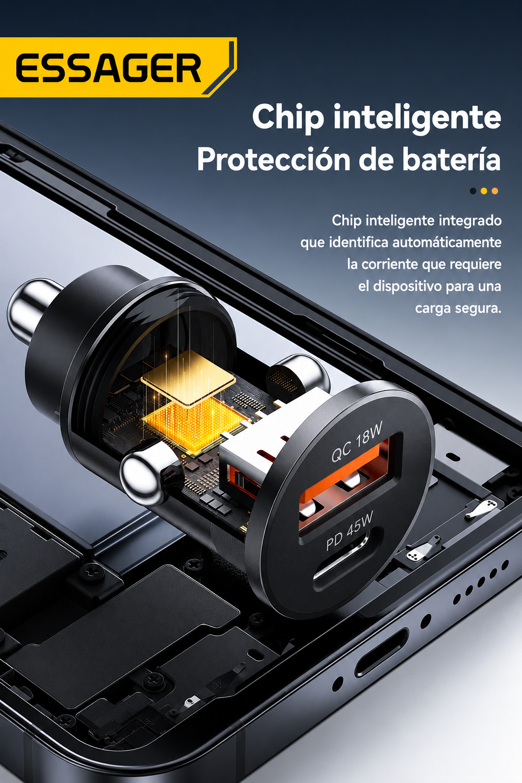Cargador Rápido para Auto 45W