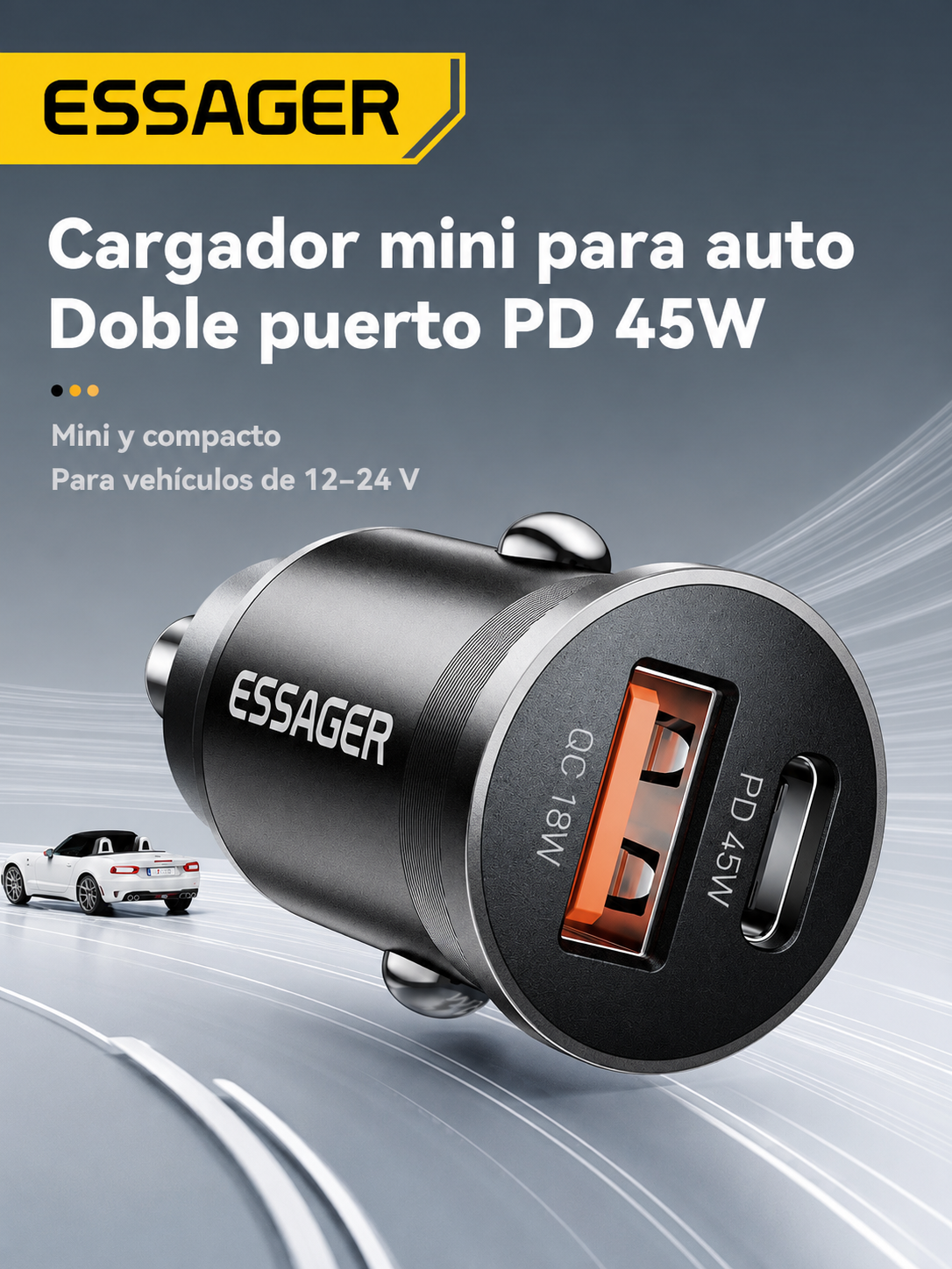 Cargador Rápido para Auto 45W