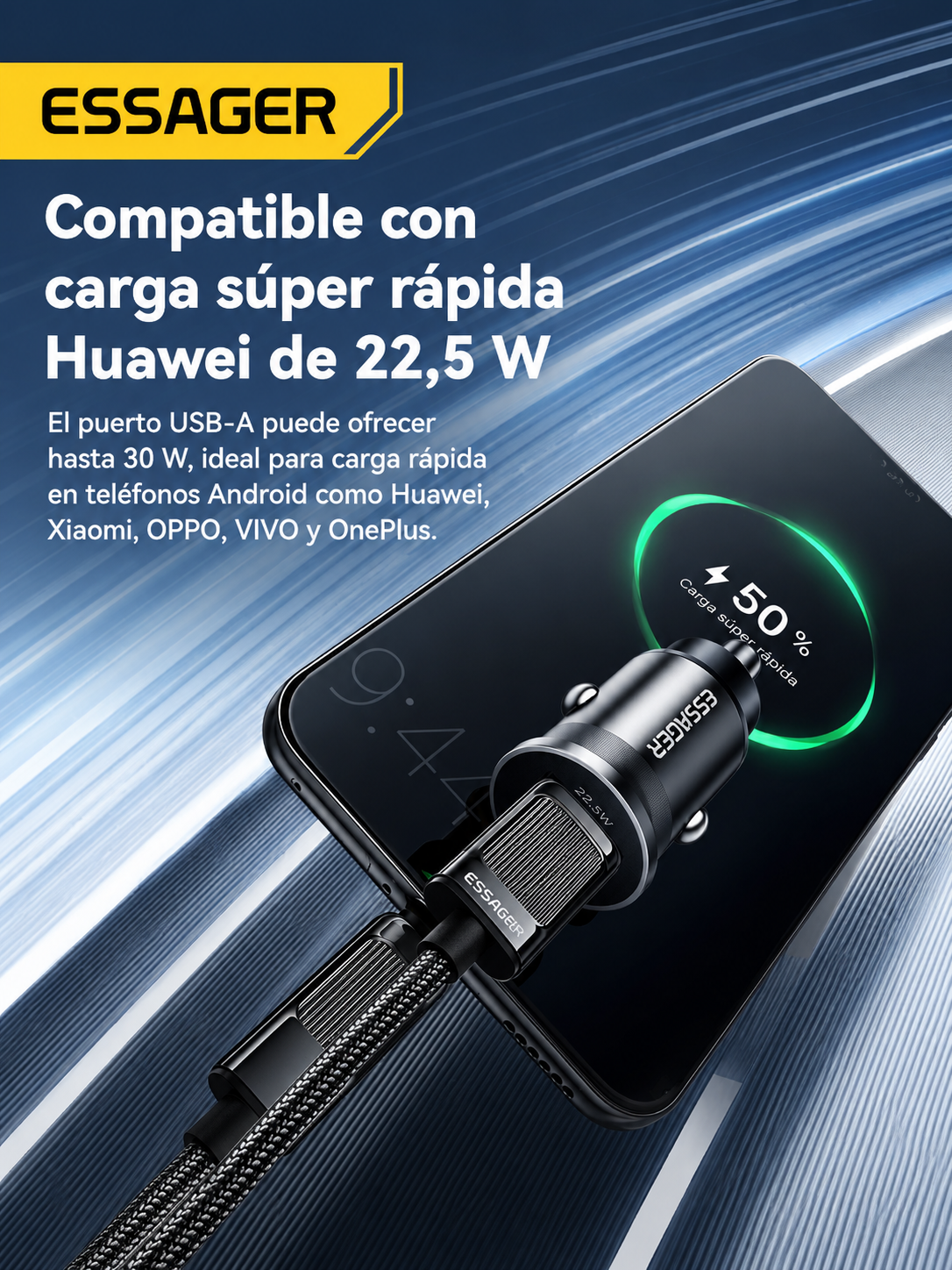 Cargador Rápido para Auto 45W