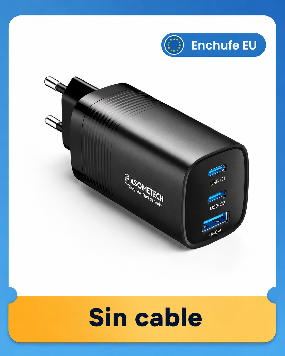 Cargador GaN 65W USB-C para Celular y Notebook