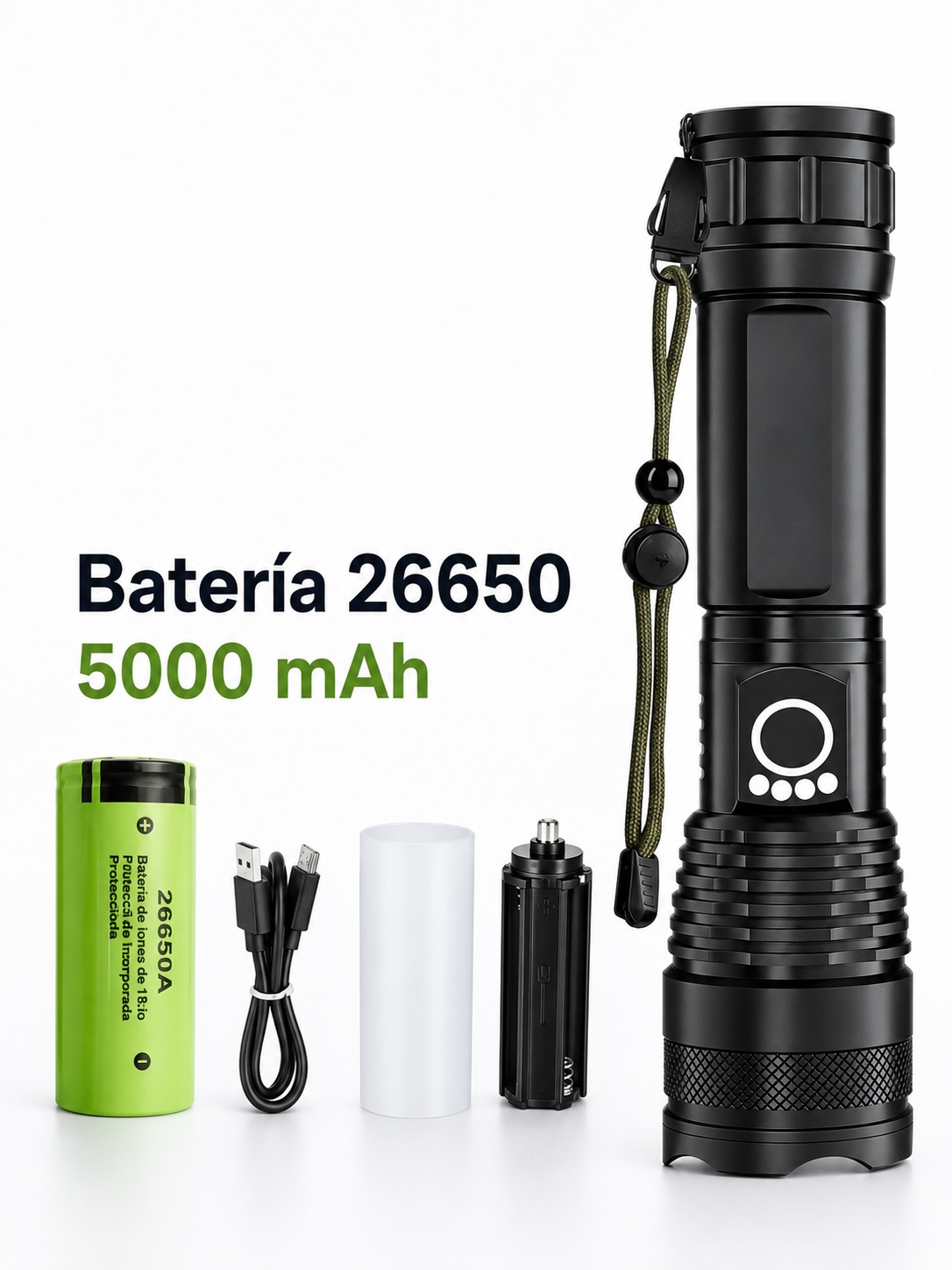 Linterna LED Recargable de Alta Potencia con Zoom