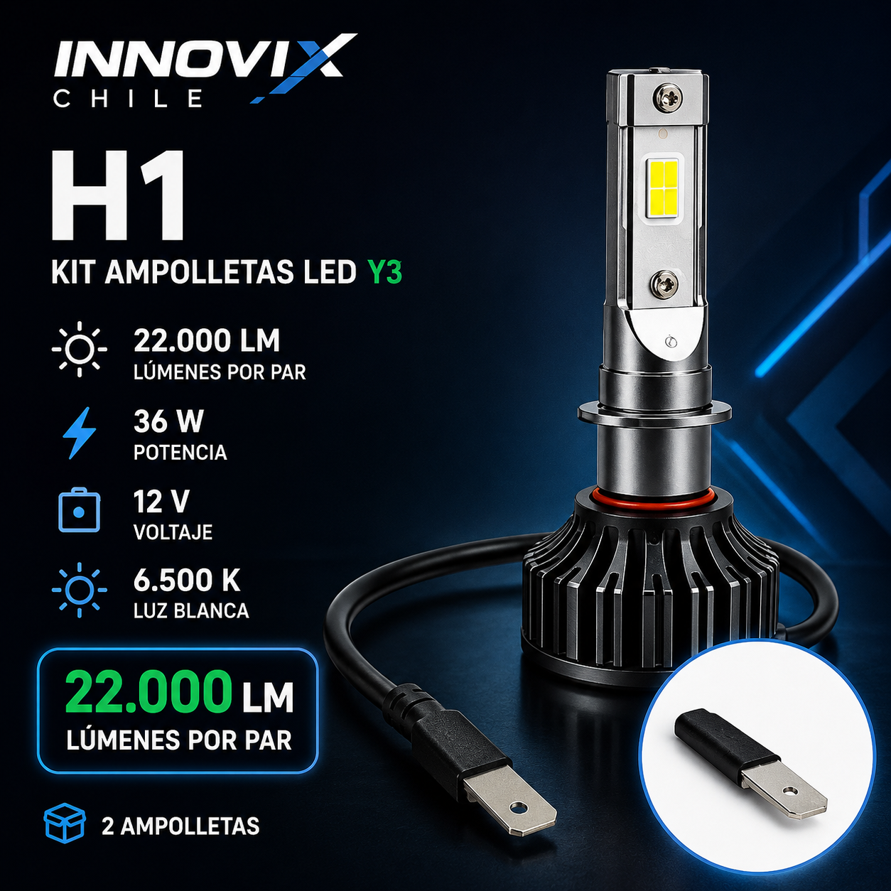 Kit Ampolletas LED Y3 22.000 LM