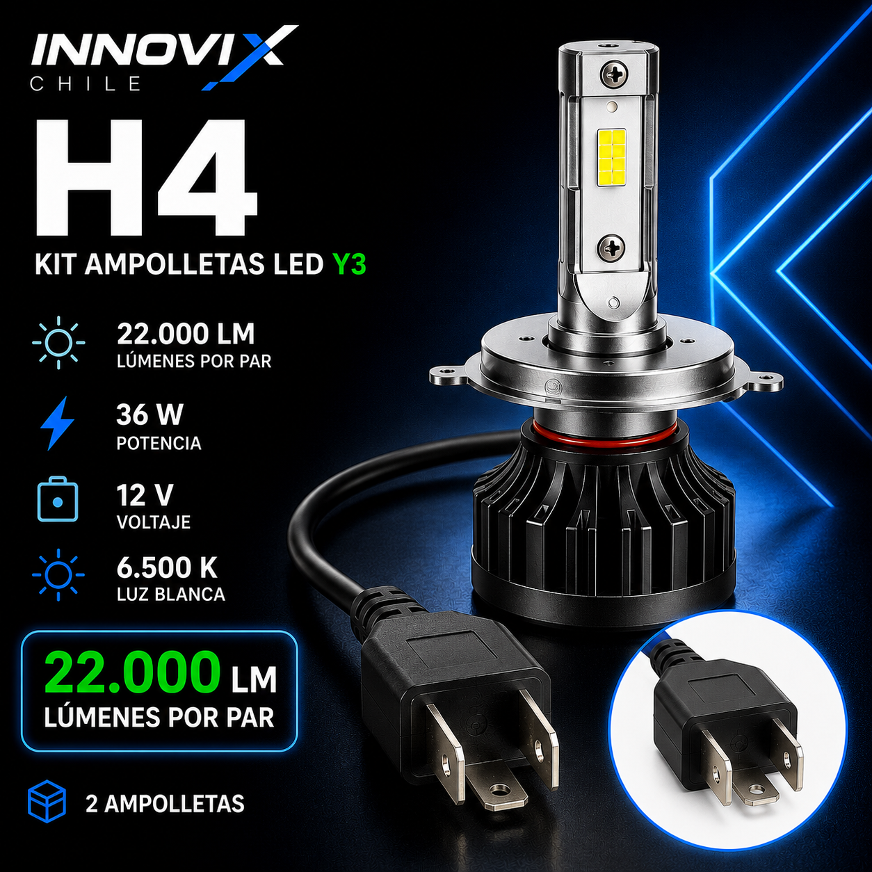 Kit Ampolletas LED Y3 22.000 LM
