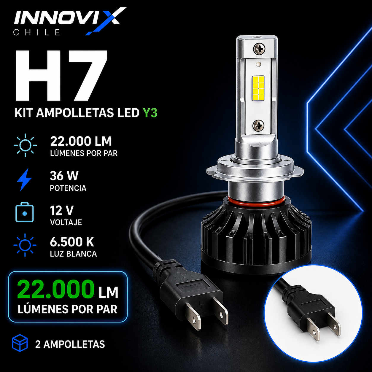 Kit Ampolletas LED Y3 22.000 LM
