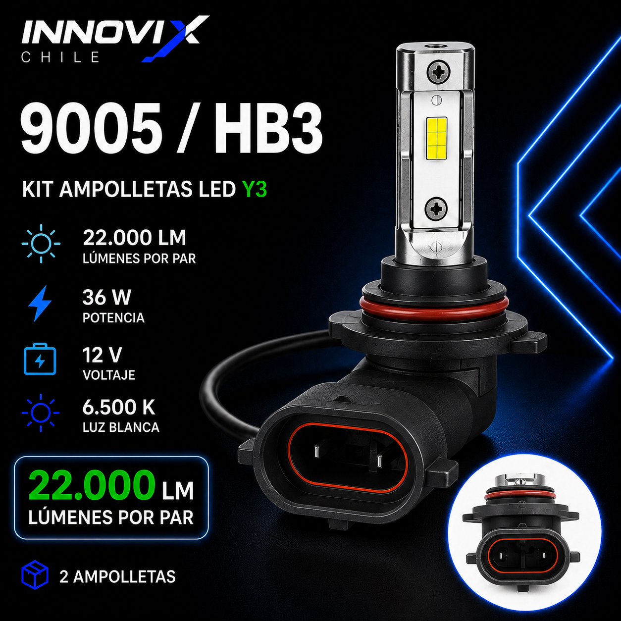 Kit Ampolletas LED Y3 22.000 LM