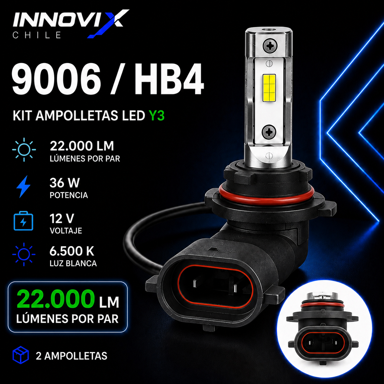 Kit Ampolletas LED Y3 22.000 LM