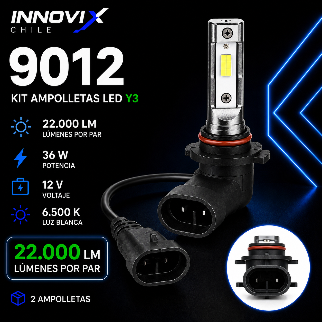 Kit Ampolletas LED Y3 22.000 LM
