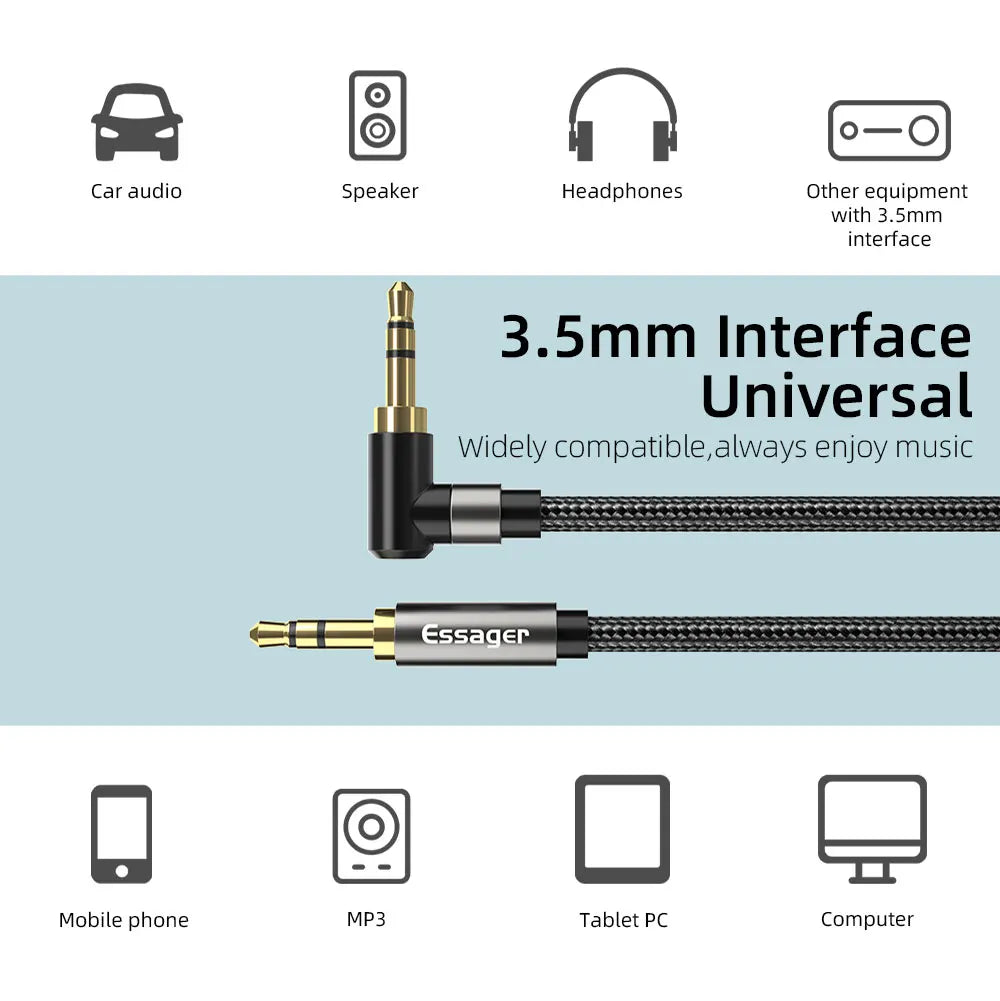 Cable Auxiliar 3.5 mm para Auto y Audio
